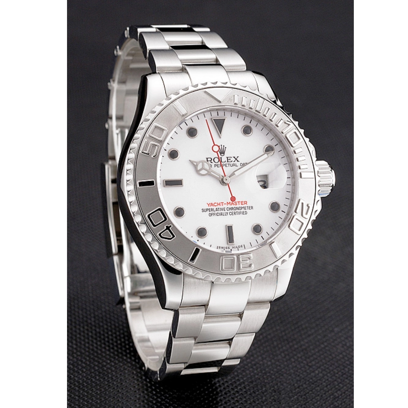 Rolex copies cheap White Dial And Steel Bracelet Stainless Rolex Case Yacht-Master 0709